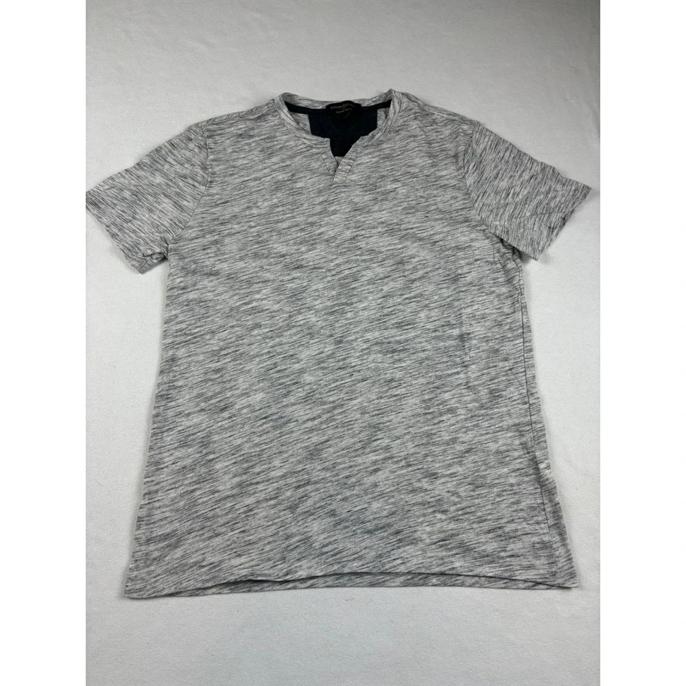 Banana Republic Mens Grey‎ Heathered Moisture Wicking Notch Neck T-Shirt Size M